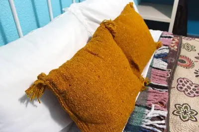 Cama o camas de una habitación en Colorida Casa Azul en Texcoco Centro WiFi Cocina
