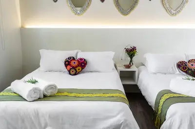 Cama o camas de una habitación en Dazzling house in the heart of Coyoacan/12 guests