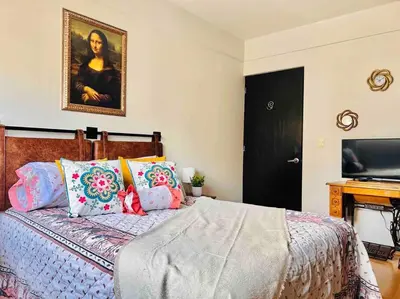 Cama o camas de una habitación en Lindo Depa muy cerca de Coyoacan y Universidad
