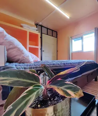 Cama o camas de una habitación en Casa contenedor Finca la laguna