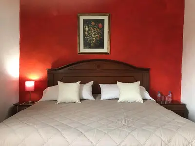 Cama o camas de una habitación en Posada Temazcal Santo Domingo