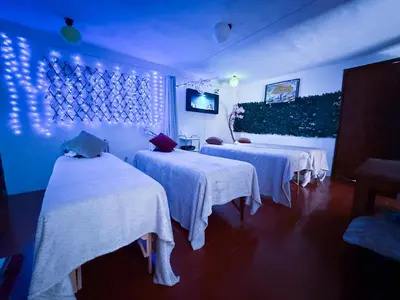 Cama o camas de una habitación en Posada Temazcal Santo Domingo