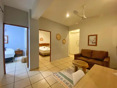 Cama o camas de una habitación en Edificio Teocalli, Bacocho Puerto Escondido
