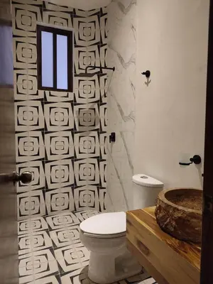Un baño de Casa Mictlan. Habitaciones en el Centro de Mitla.