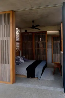 Cama o camas de una habitación en Casa Matilda, cerca de Casa Wabi y Hotel Terrestre
