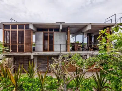 Jardín al aire libre en Casa María, cerca de Casa Wabi y Hotel Terrestre