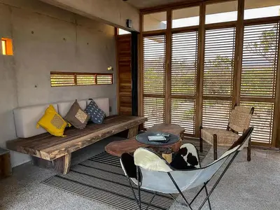 Zona de estar de Casa María, cerca de Casa Wabi y Hotel Terrestre