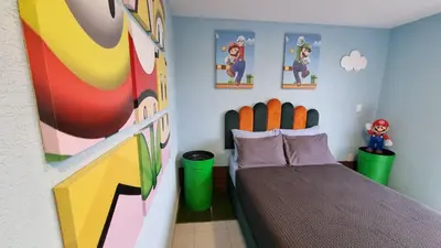 Cama o camas de una habitación en Departamento Zona Gamer Frente al Aeropuerto