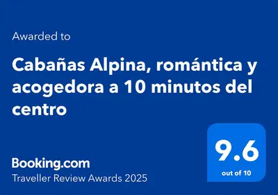 Certificado, premio, señal o documento que está expuesto en Cabañas Alpina, romántica y acogedora a 10 minutos del centro