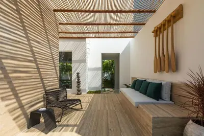 Zona de estar de Casa Yoo tu oasis de lujo en Huatulco