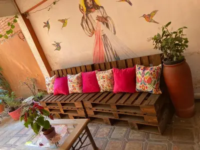 Zona de estar de Cómoda y amplia Habitación en Jalatlaco