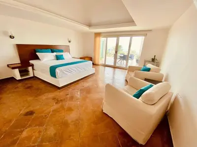 Cama o camas de una habitación en Moderna casa de 3 dormitorios con cama King size y vistas al horizonte de la piscina