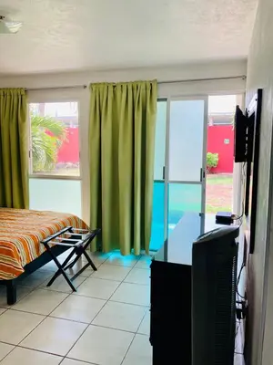 Una televisión o centro de entretenimiento en Hotel Cascada