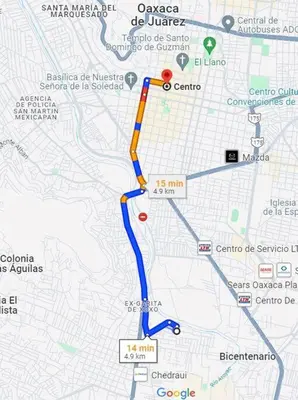 Plano de Encantador apartamento a 10 min en vehículo del Zócalo de Oaxaca
