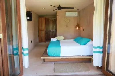 Cama o camas de una habitación en Hotel Rinconcito de Mazunte