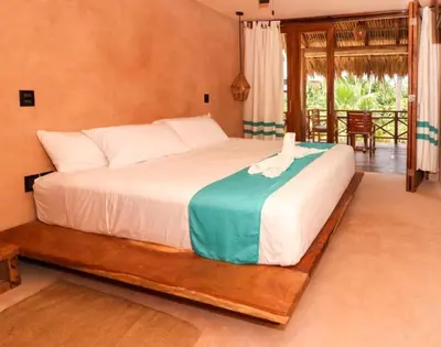 Cama o camas de una habitación en Hotel Rinconcito de Mazunte