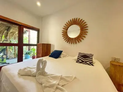 Cama o camas de una habitación en Mangal Punta Zicatela