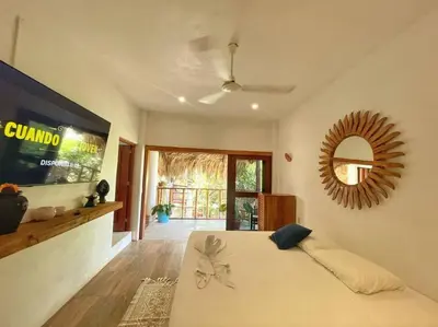 Cama o camas de una habitación en Mangal Punta Zicatela