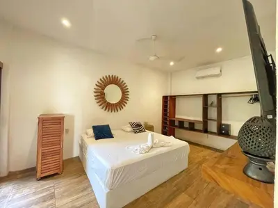Cama o camas de una habitación en Mangal Punta Zicatela
