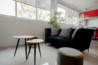 Zona de estar de Amazing apartment close to Foro Sol Colonia Roma Airport and Downtown
