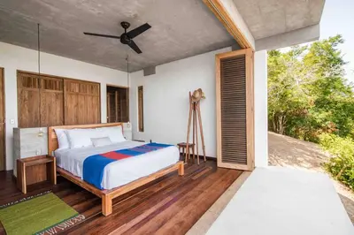 Cama o camas de una habitación en Casa La Distancia Mazunte Sustainable House