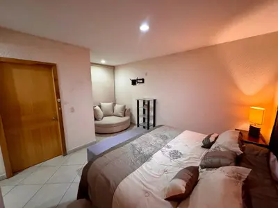 Cama o camas de una habitación en Gran Alojamiento de Lujo Climatizado