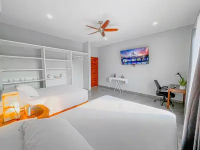 Cama o camas de una habitación en Villa a 5 min a playa Zicatela con Alberca,Terraza y Starlink
