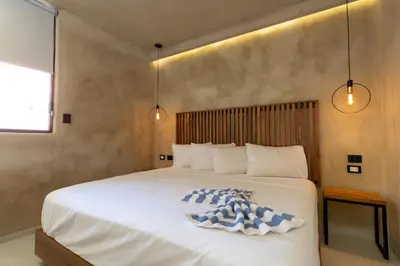 Cama o camas de una habitación en Casa Arkana Zicatela by Grupo Amber