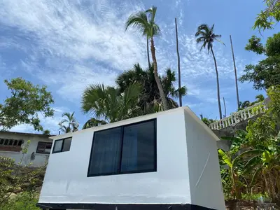 Jardín al aire libre en Villa Panoramica 2 pisos, piscina vista al mar