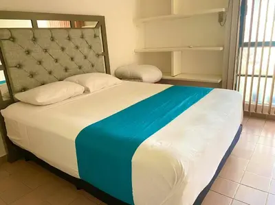 Cama o camas de una habitación en Depto a 3 cuadras de la playa