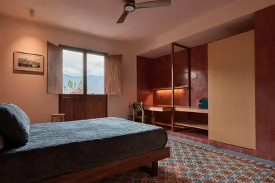 Cama o camas de una habitación en Casa Alta Vista Terraza diseno ubicacion AC
