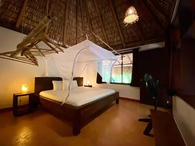 Cama o camas de una habitación en Cabaña 2 El Cactus Playa Mermejita