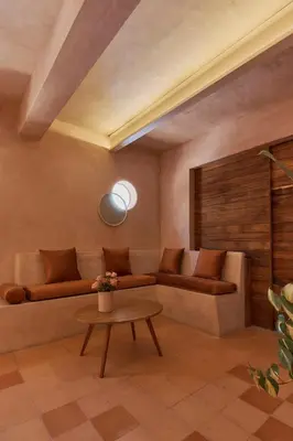Zona de estar de Beige Jardin Conzatti Centro Diseno AC