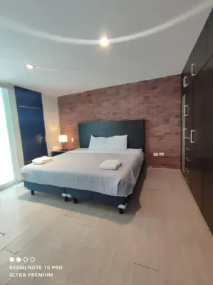 Cama o camas de una habitación en Departamento en Cholula Pue La Lunita C1