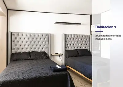 Cama o camas de una habitación en Family House with 4 Bedrooms Oaxaca