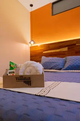 Cama o camas de una habitación en Hotel Casa Tsumbak
