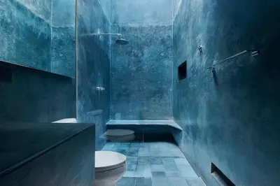 Un baño de Azul Terraza Diseno Ubicacion Confort and AC