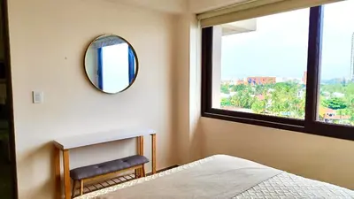 Cama o camas de una habitación en Vista al Mar en 6to piso con 3 albercas 4camas y Gym