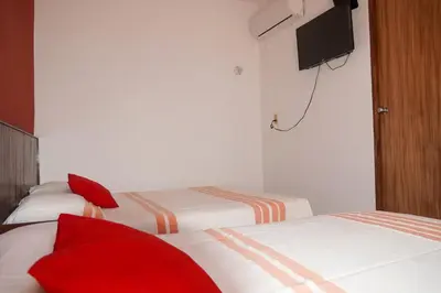 Cama o camas de una habitación en Arena Surf Hotel, Puerto Escondido