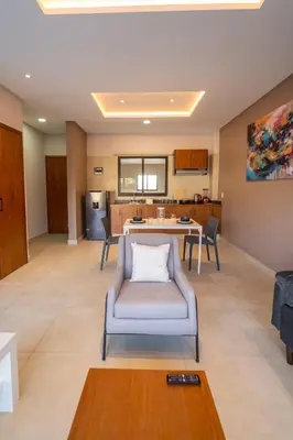 Zona de estar de Terrah Suites Oaxaca