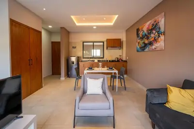 Zona de estar de Terrah Suites Oaxaca