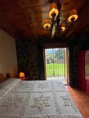 Cama o camas de una habitación en Swiss Cabin in Popo Park near Popocatépetl