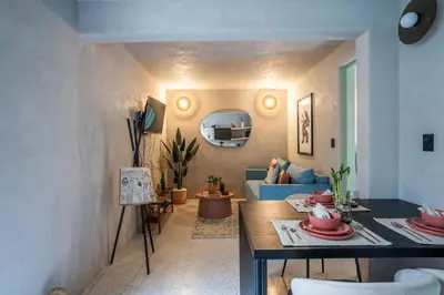 Zona de estar de Charming Cozy Apartment in the Heart of Coyoacán