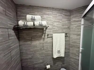 Un baño de Departamento con vista al mar y playa privada