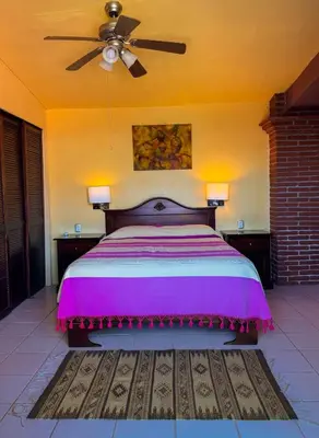 Cama o camas de una habitación en La Cupula B&B Teotitlan