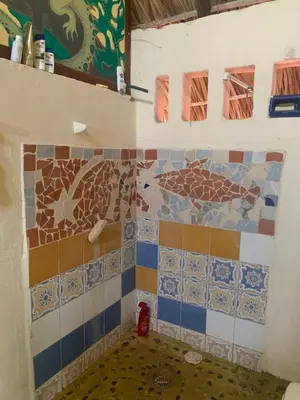 Un baño de Columpio del Reptil cabaña