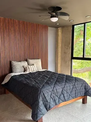 Cama o camas de una habitación en Modern loft with AC Close to downtown Huatulco