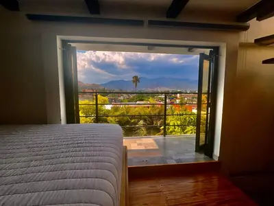 Cama o camas de una habitación en EL MIRADOR, Casa EA Oaxaca, Centro Histórico, Vista a las Montañas