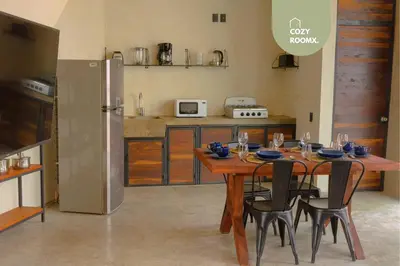 Una cocina o zona de cocina en Estancia intima con terraza en Oaxaca Pet Friendly
