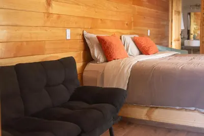 Cama o camas de una habitación en San José del Pacífico- Cabañas Camino al Cielo 2